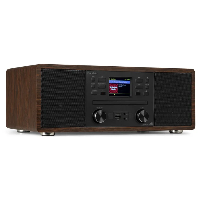 Audizio Avola Radio Internet Wifi avec Lecteur CD, Bluetooth, DAB+ et FM – Noyer