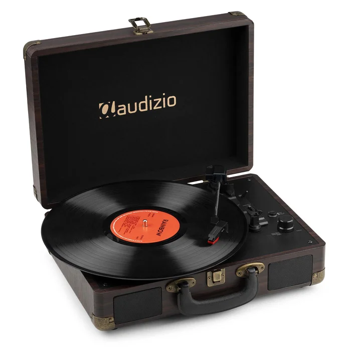 Audizio RP116DW – Platine Vinyle Rétro avec Bluetooth 5.0 IN & OUT, Haut-Parleurs Intégrés – Noyer