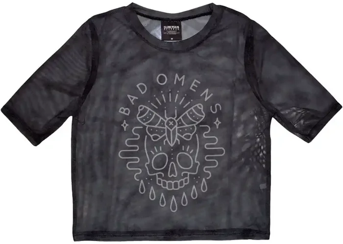 Bad Omens T-shirt Moth Skull Ladies Charcoal Grey XS