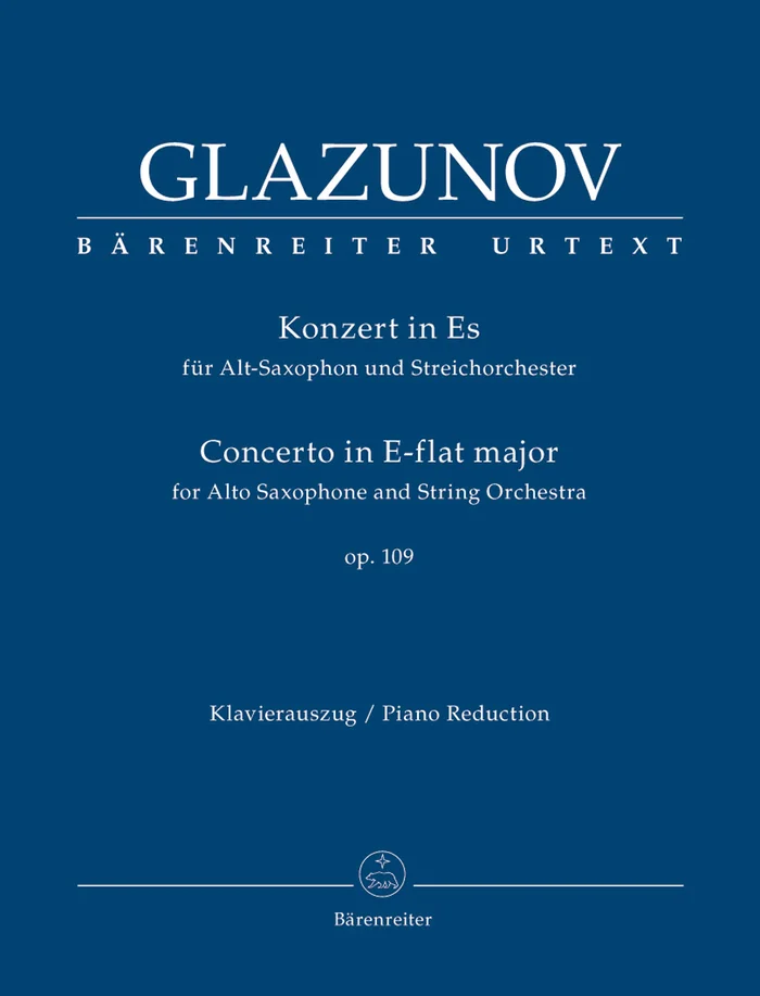 Barenreiter Glazunov A. – Concerto For Alto Saxophone Op.109 – Saxophone & Piano