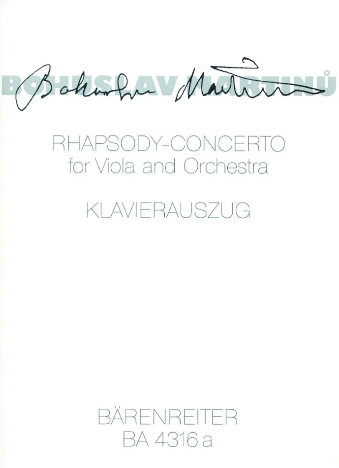 Barenreiter Minu Bohuslav – Rhapsody Concerto – Alto, Piano
