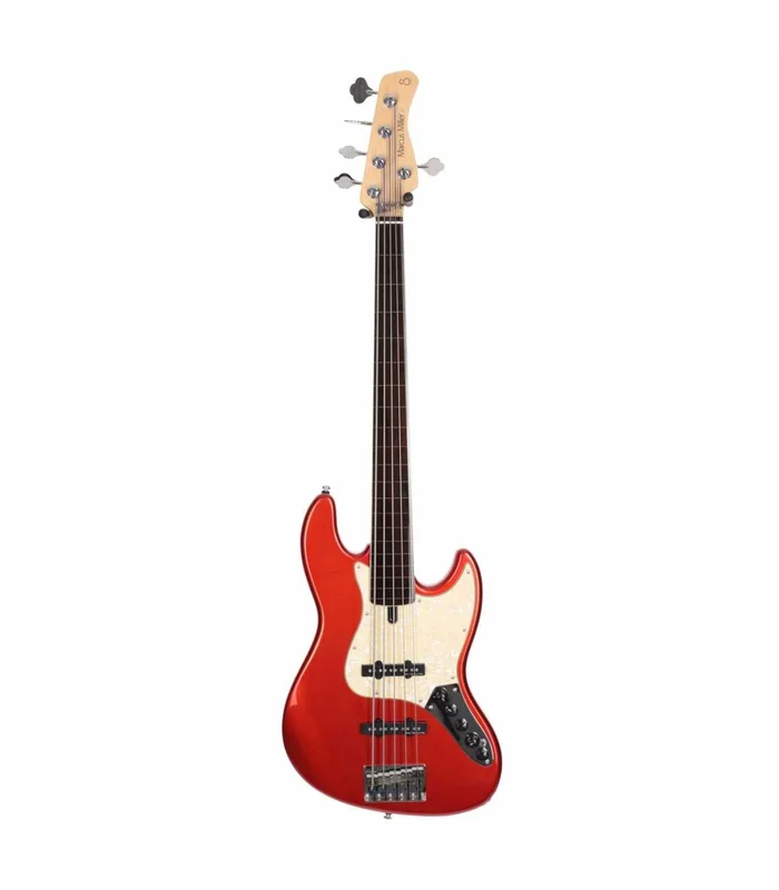 Basse Electrique 5 cordes Fretless M. Miller V7 ALDER-5 FL BMR EN bright Metallic Red