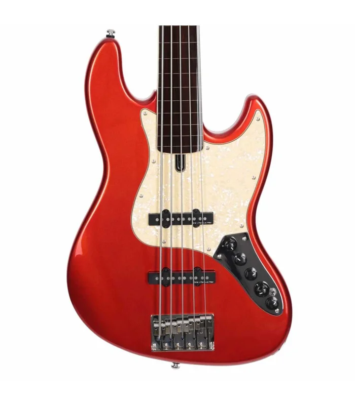 Basse Electrique 5 cordes Fretless M. Miller V7 ALDER-5 FL BMR EN bright Metallic Red – Image 2