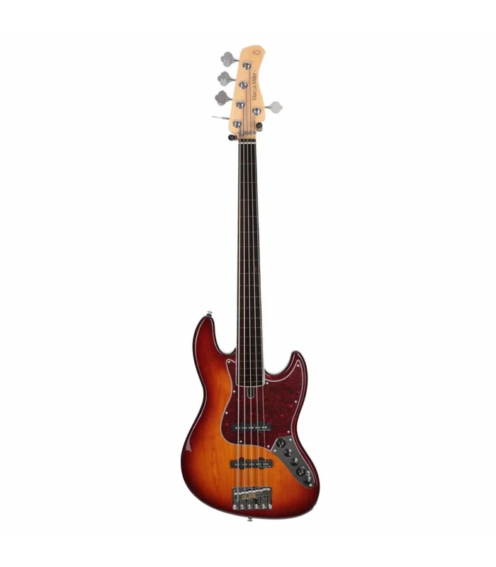 Basse Electrique 5 cordes Fretless M. Miller V7 ALDER-5 FL TS EN Tobacco Sunburst
