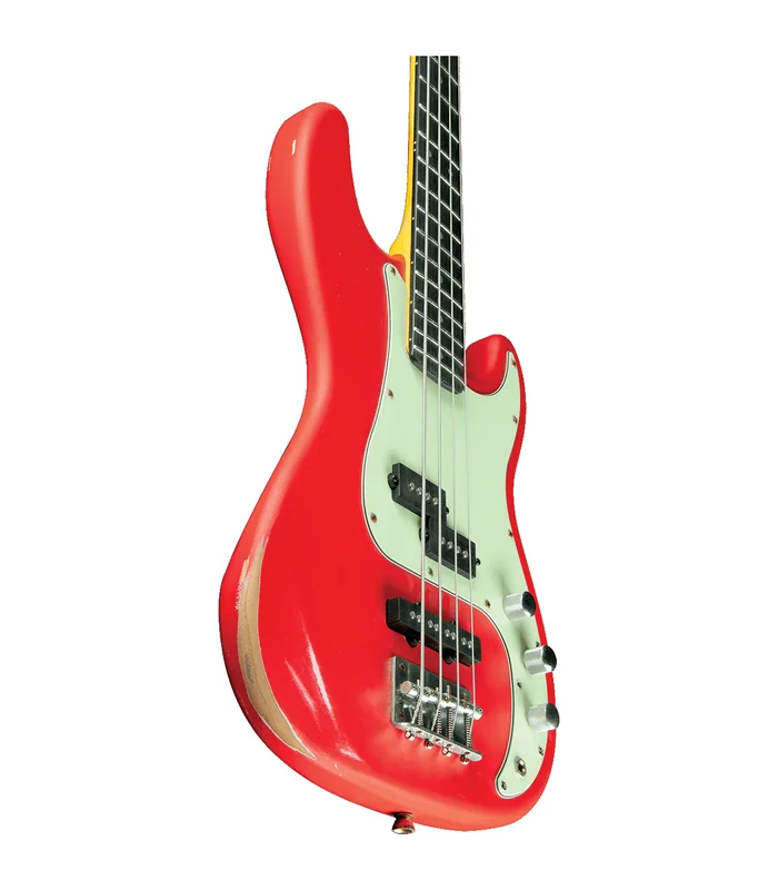 Basse Electrique EKO VPJ280V-RELIC-RED – Type PJ Relic – Fiesta Red – Image 3