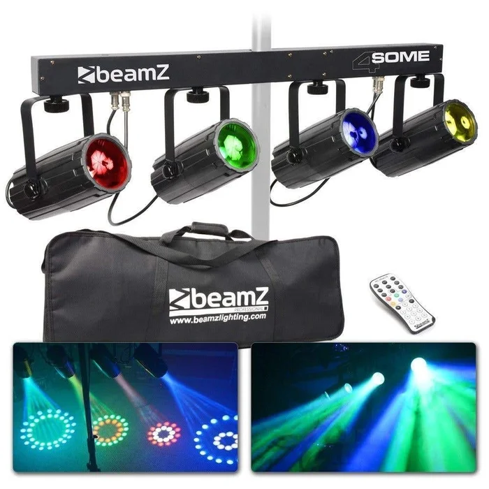 BeamZ 4-SOME – Set 4x Projecteurs, 228 LEDs, Couleurs RGBW, Puissance de 50W, avec Barre en T