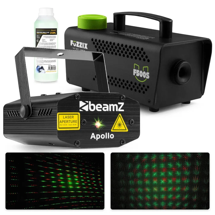 BeamZ Laser avec Machine à Fumée S500 et Liquide 250ml Inclus