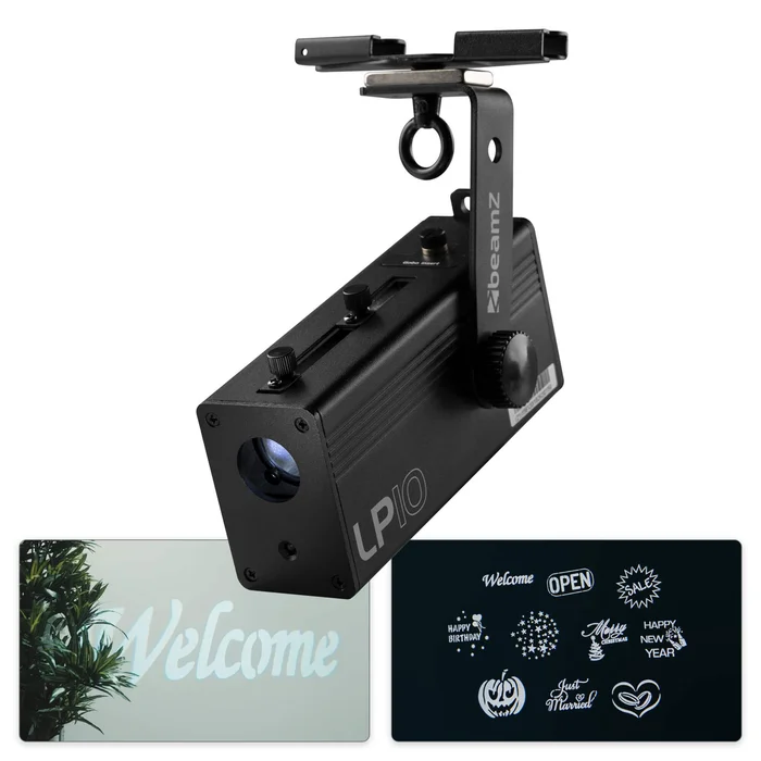 BeamZ LP10 Projecteur à GOBO/LOGO sur Batterie avec Gobos Inclus – 10 Watts