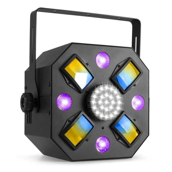BeamZ MULTIACE3 Jeux de Lumière 3 en 1 – Projecteur UV, Stroboscope, Multi-Derby