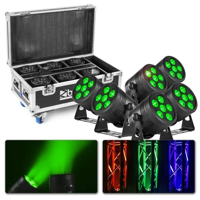 BeamZ Pro BBP66 – Lot de 6 Projecteurs PAR Uplight sur Batterie RGBW DMX – 72 Watts