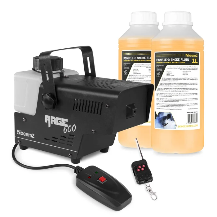 BeamZ RAGE600 – Pack Machine à Fumée avec 2L de Liquide et Télécommandes – 600 Watts