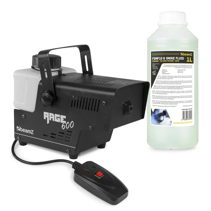BeamZ RAGE600I – Pack Machine à Fumée avec 1L de Liquide Densité Standard – 600 Watts