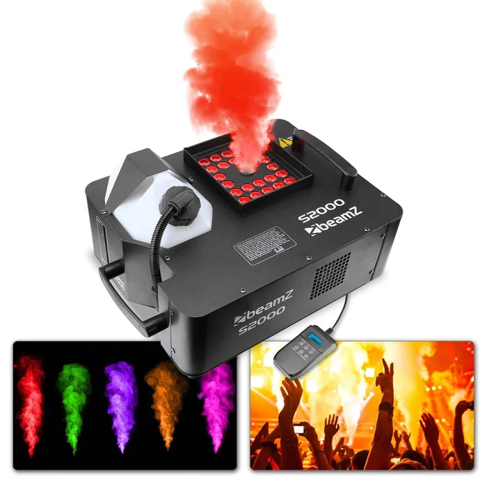 BeamZ S2000 – Machine à Fumée Verticale et Horizontale LED RGB 2000 Watts avec DMX
