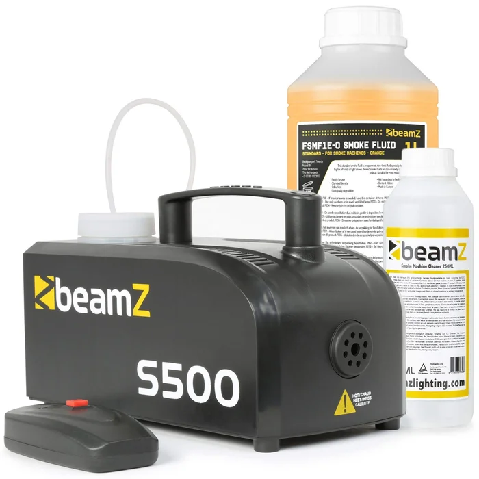 BeamZ S500 Machine à Fumée avec Liquide de Nettoyage et de Fumée – 500W