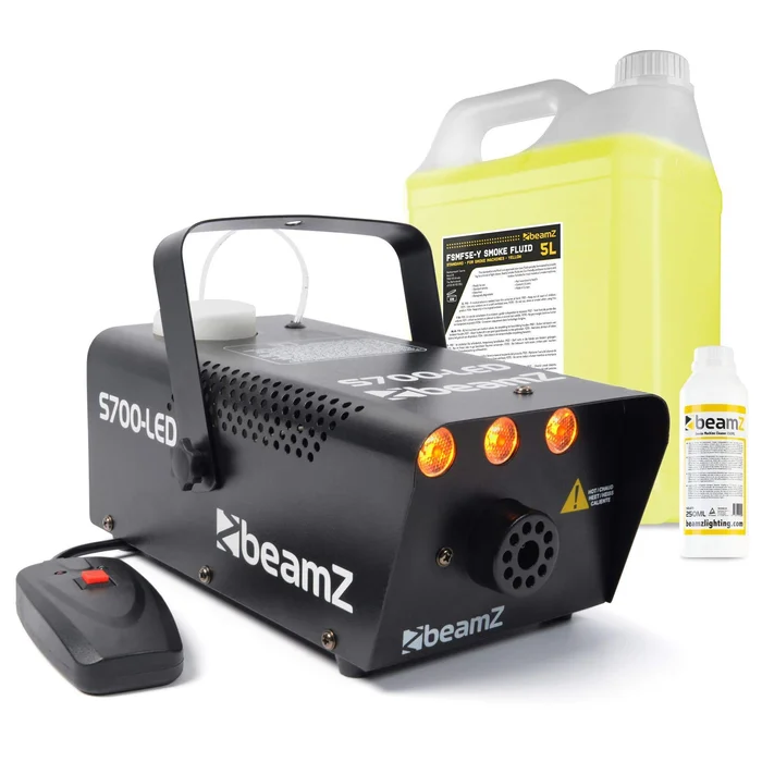 BeamZ S700-LED Flamme Machine à Fumée avec Liquide de Nettoyage et de Fumée – 700W