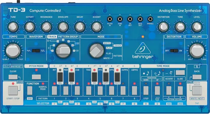 Behringer TD-3 Synthétiseur Transparent Blue