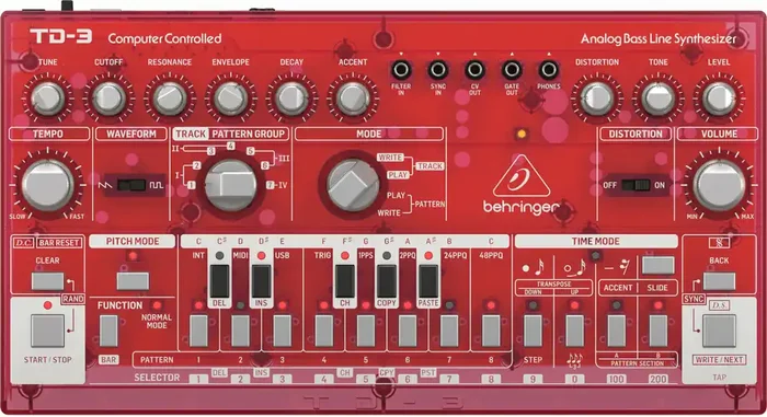 Behringer TD-3 Synthétiseur Transparent Red