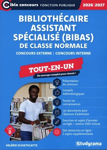 Bibliothécaire assistant spécialisé (Bibas) de classe normale. Concours externe et interne. Catégorie B Edition 2026-2027