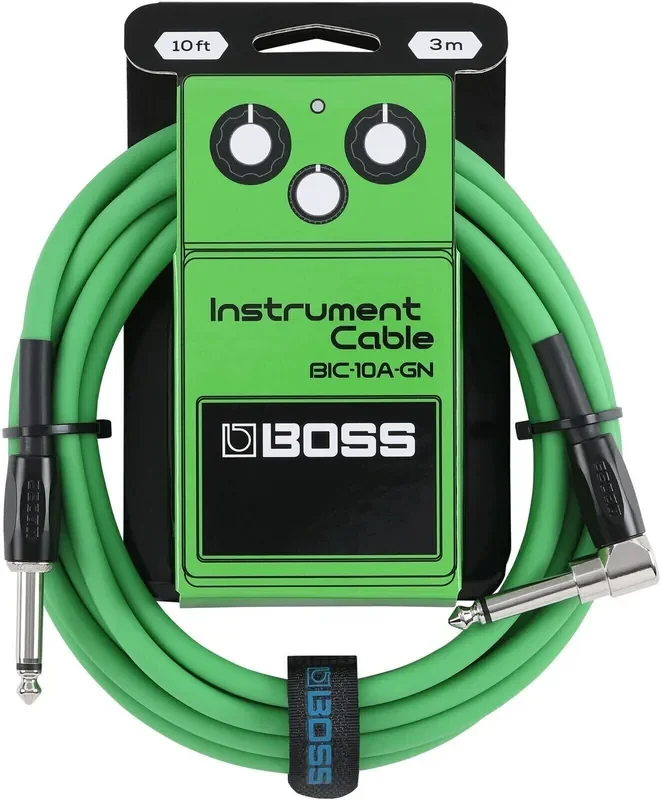 Boss BIC-10A-GN 10ft Droit – Angle Câble d‘instrument