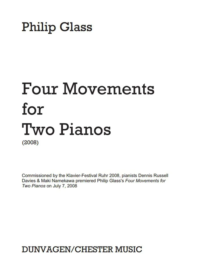 Chester Music Glass PH. – Four Movements For Two Pianos