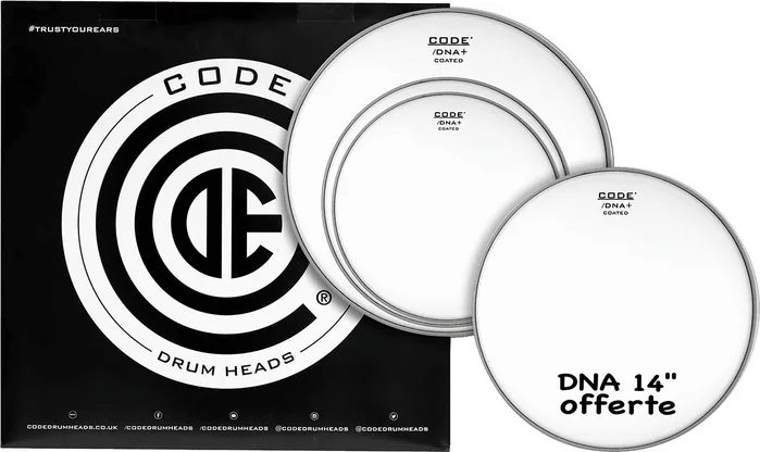 Code Drum Head DNA Pack Standard 12″-13″-16″ Sablée + 14″ DNA Sablée Offerte