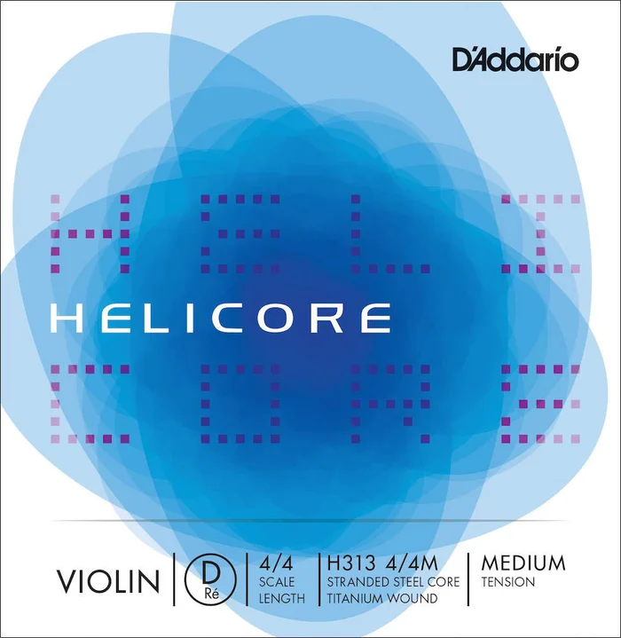 D’ADDARIO AND CO 4/4 Helicore Corde Ré Medium/file Titane