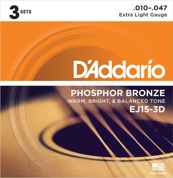 D&rsquo;ADDARIO AND CO EJ15-3D PB Extra Light 10-47 Pack de 3