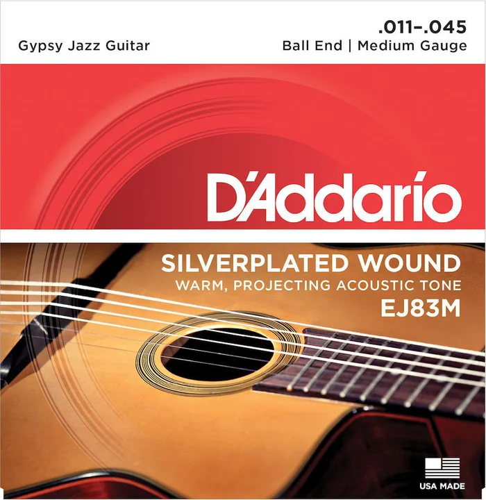 D’ADDARIO AND CO EJ83M Gypsy Jazz Silverplated Wound Ball End Medium 11-45