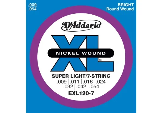 D’ADDARIO AND CO EXL120-7 Nickel Wound Super Light 7C 9-54