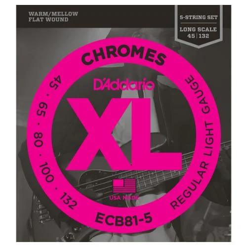 D’ADDARIO ECB81-5 XL CHROMES REGULAR LIGHT 5-ST 45/132 LONG SCALE