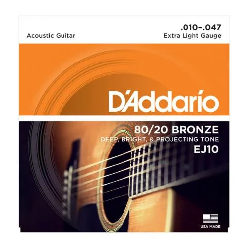 D’ADDARIO EJ10 80/20 BRONZE EXTRA LIGHT 10/47