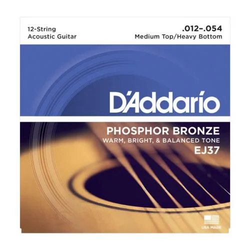 D&rsquo;ADDARIO EJ37 PHOSPHOR BRONZE 12-STRING MEDIUM TOP/HEAVY BOTTOM 12/54