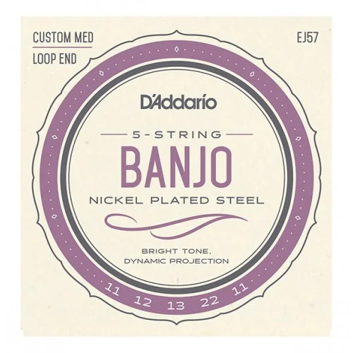 D’ADDARIO EJ57 BANJO 5ST NICKEL-PLATE CUST MED 11/22