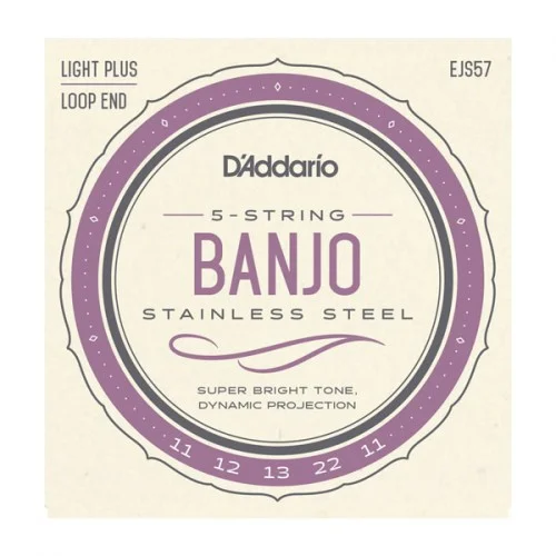 D’ADDARIO EJS57 BANJO 5ST STAINLESS STEEL LIGHT PLUS