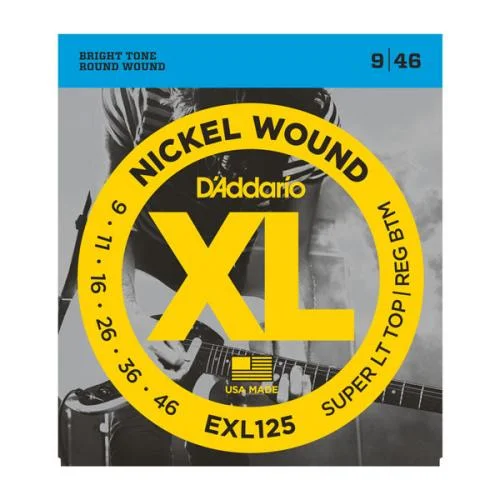 D’ADDARIO EXL125 NICKEL WOUND SUPER LIGHT TOP/REGULAR BOTTOM 9/46