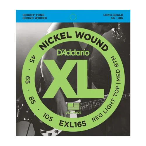 D’ADDARIO EXL165 NICKEL WOUND BASS CUSTOM LIGHT 45/105 LONG SCALE