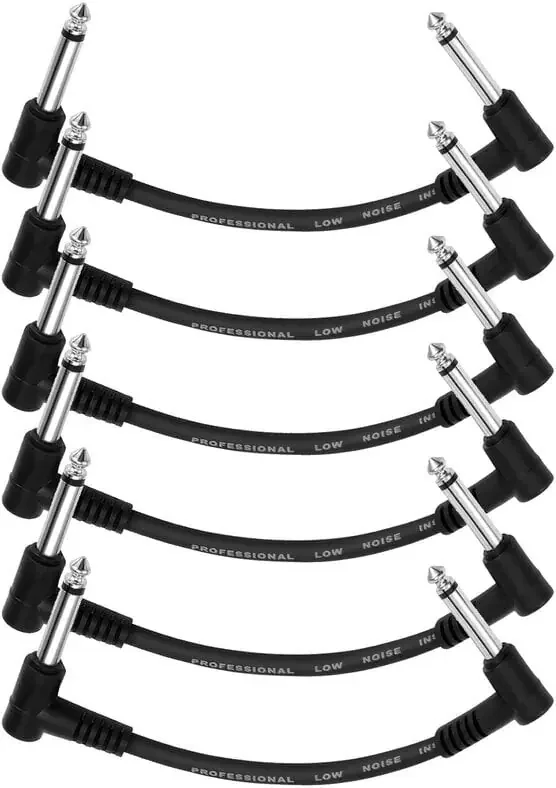 Donner EC1048 15cm Guitar Patch Cable Black 6-Pack 15,25 cm Angle – Angle Câble de patch