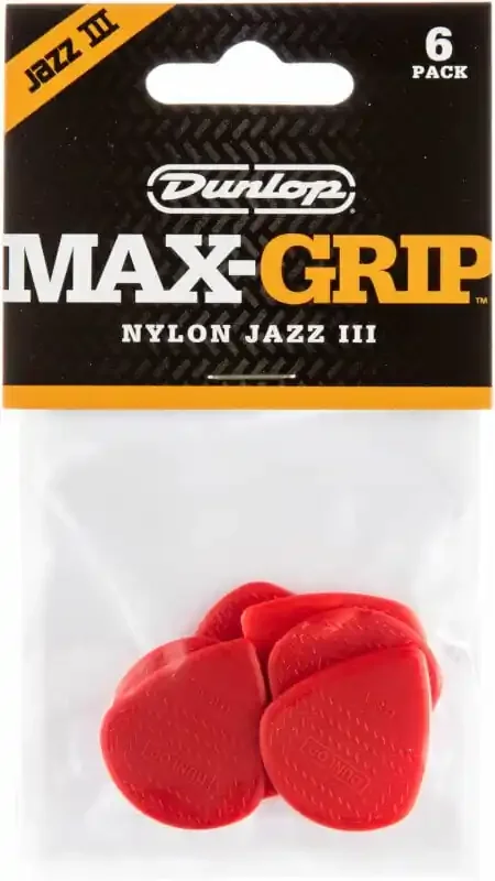 Dunlop 471P3N Nylon Max Grip Jazz III Player Pack Red Médiators