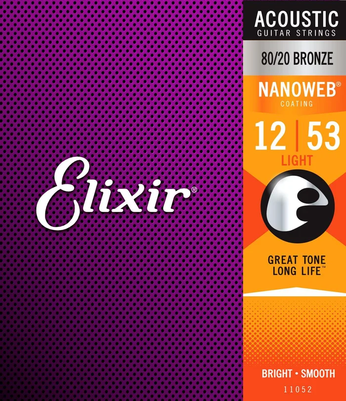 Elixir 11052 Nanoweb 80/20 Bronze Light 12-53