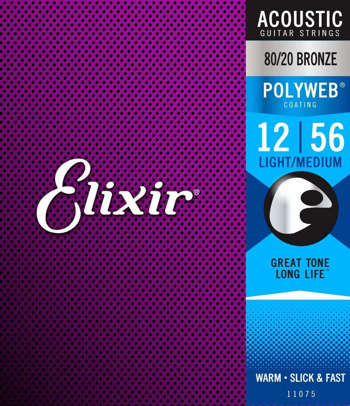 Elixir 11075 Polyweb 80/20 Bronze Medium Light 12-56