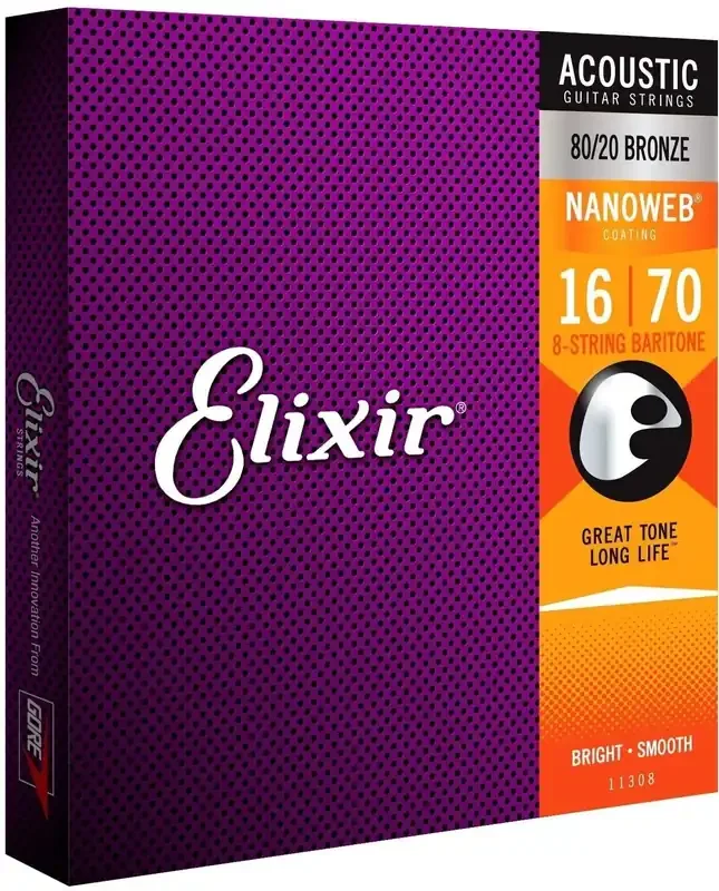 Elixir 11308 Nanoweb 16-70 Cordes de guitares acoustiques