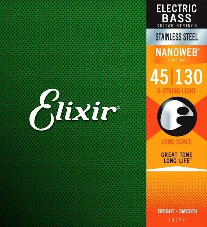Elixir 14777 NanoWeb Light Long Scale 45-130 Jeux de 5 cordes basses