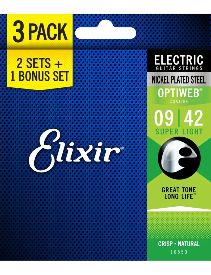 Elixir 16550 pack de 3 jeux Electric Optiweb 9/42