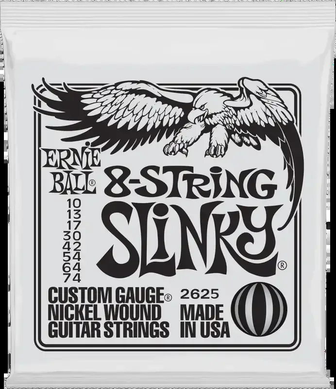 Ernie Ball 2625 Slinky 8 String Cordes pour guitares électriques