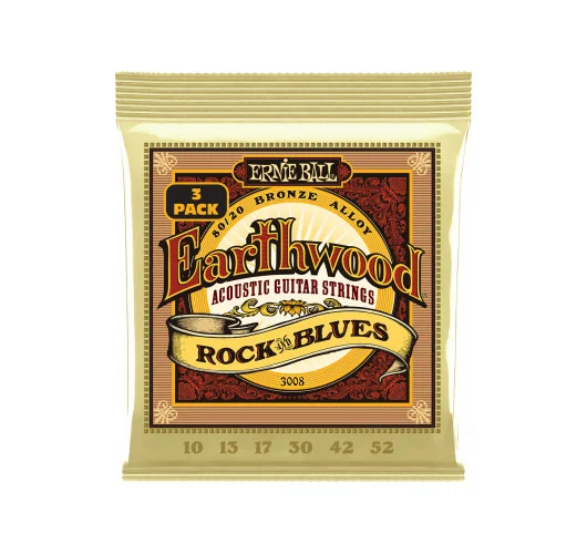 Ernie Ball 3008 Earthwood Rock&blues 10-52 Pack de 3