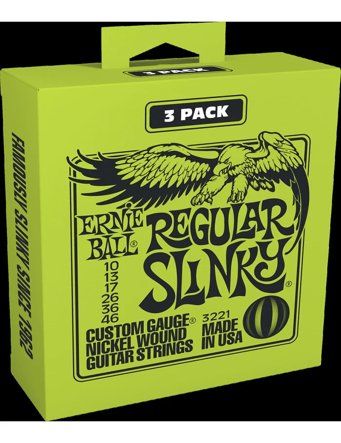 Ernie Ball 3221 Pack 3 Jeux Regular Slinky Cordes Electriques Nickel 10/46