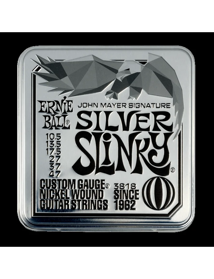 Ernie Ball 3818 John Mayer Silver Slinky Nickel tripack metal box 10.5/47