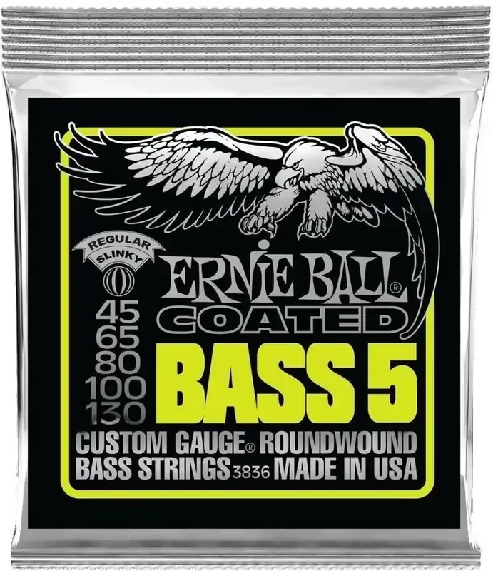 Ernie Ball 3836 Coated 45-130 Jeux de 5 cordes basses