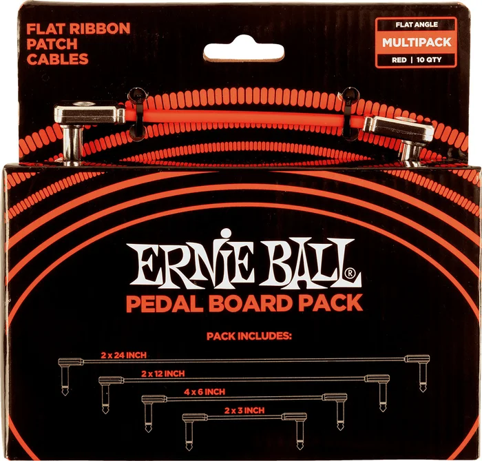 Ernie Ball PEDALBOARD PACK – 10 PATCHES EN 4 LONGUEURS PANACHEES- COUDE FIN & PLAT – ROUGE