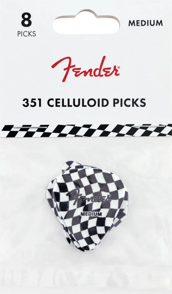 FENDER 351 Celluloid Picks, Checkerboard, (8)